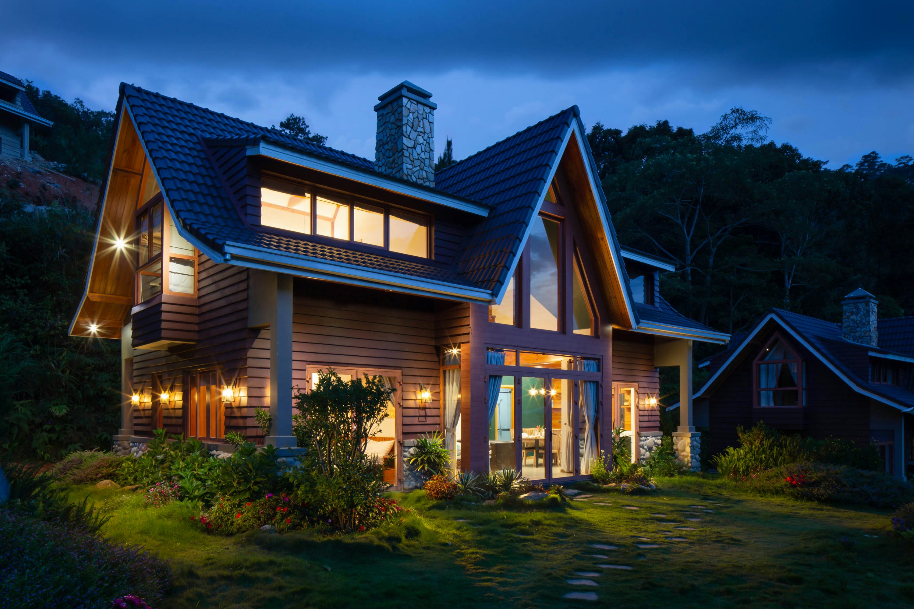 Residential property exterior at dusk